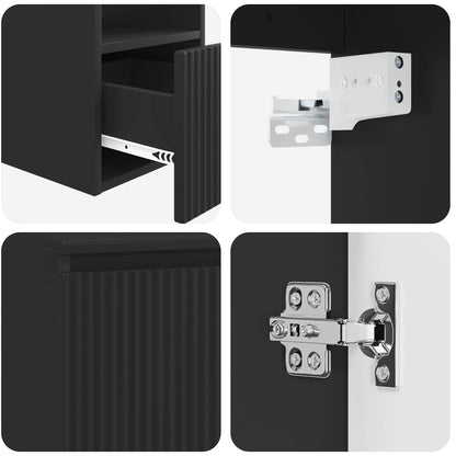 Badkamerkastenset 3 st Zwart 49,5 x 41 x 63 cm Bewerkt hout