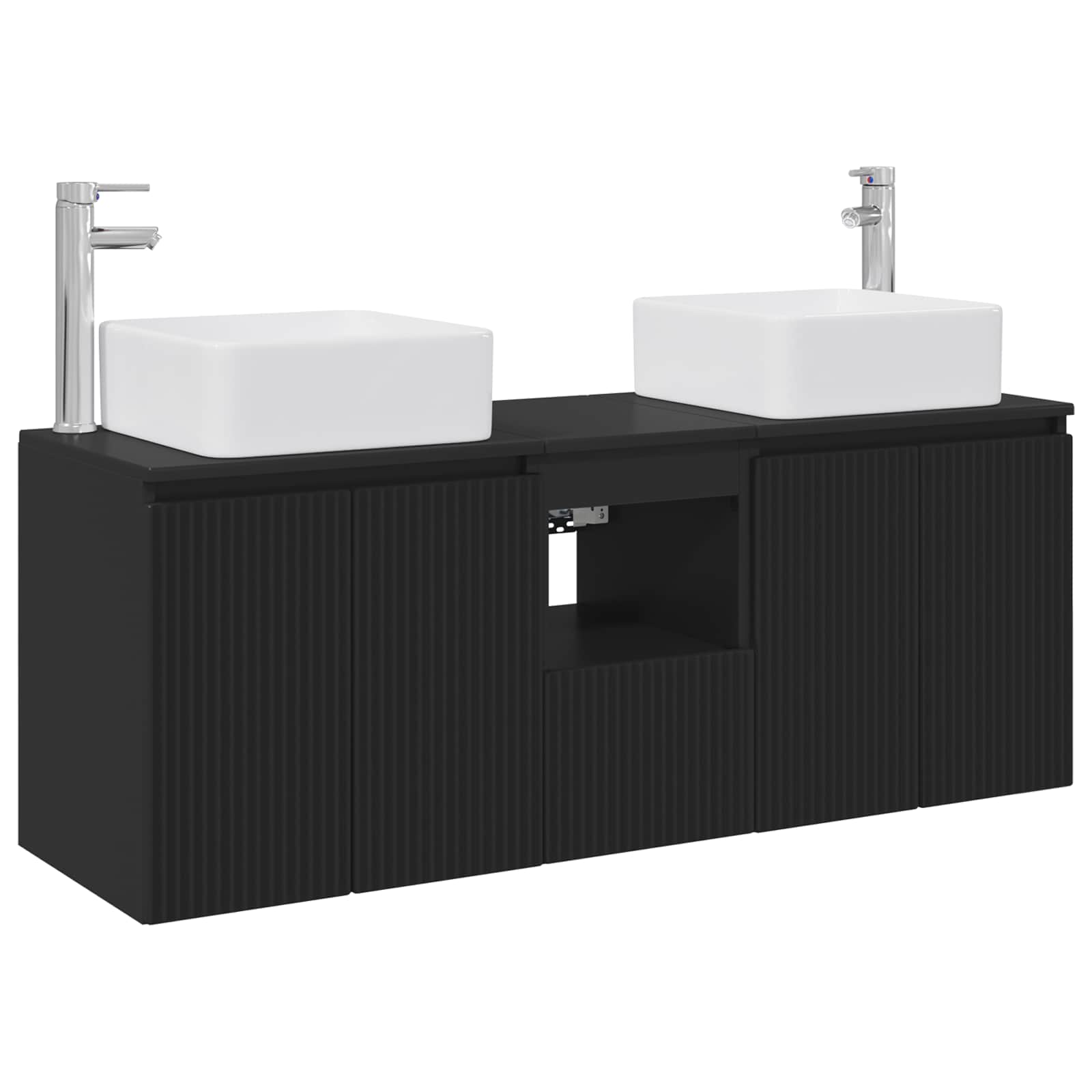 Badkamerkastenset 3 st Zwart 49,5 x 41 x 63 cm Bewerkt hout