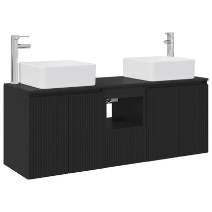 Badkamerkastenset 3 st Zwart 49,5 x 41 x 63 cm Bewerkt hout