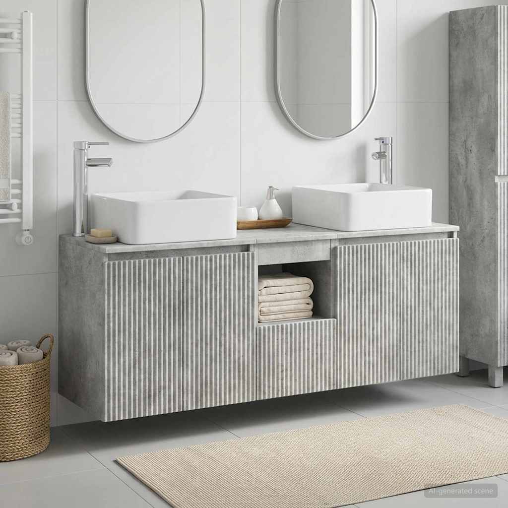 Badkamerkastenset 3 st Betongrijs 49,5 x 41 x 63 cm