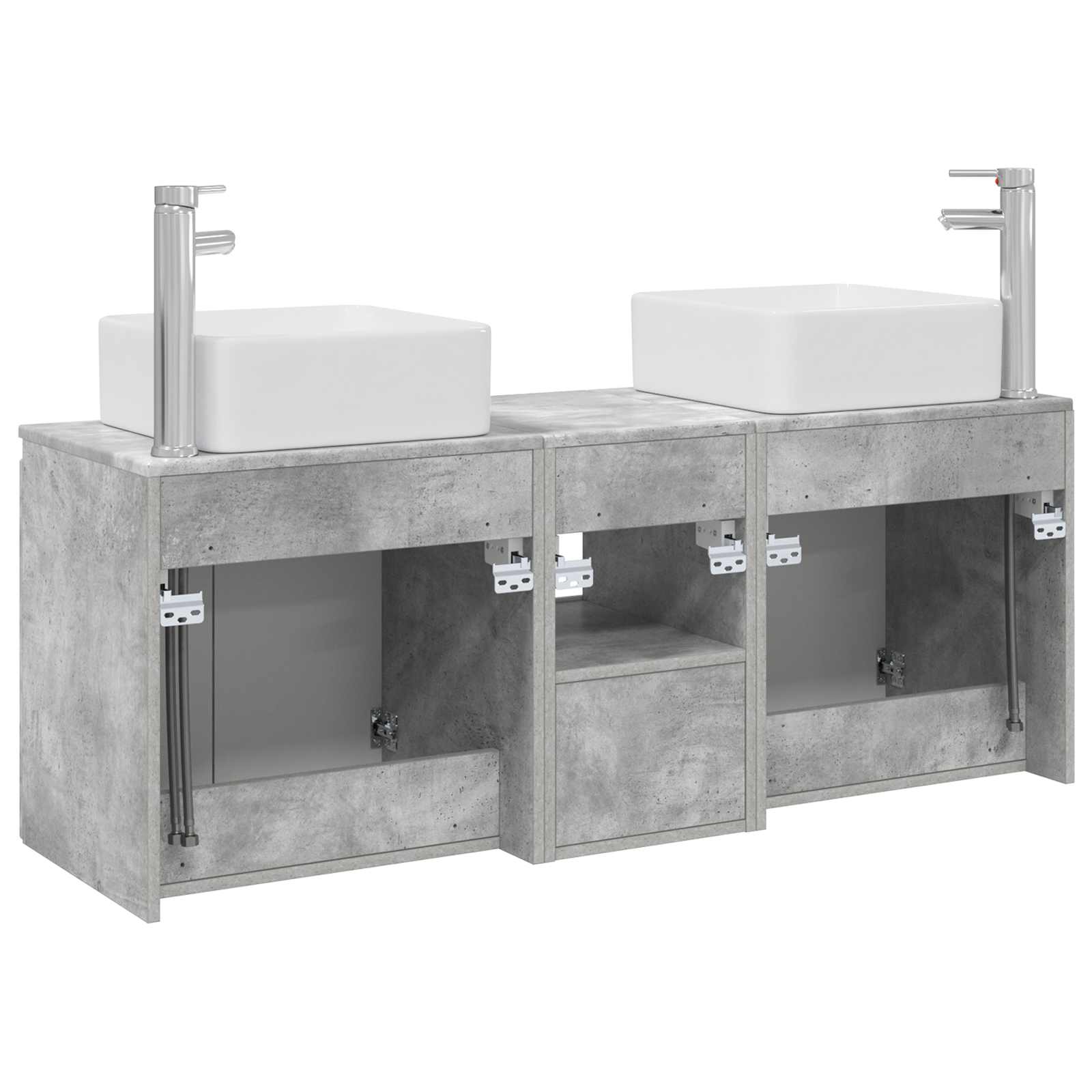 Badkamerkastenset 3 st Betongrijs 49,5 x 41 x 63 cm