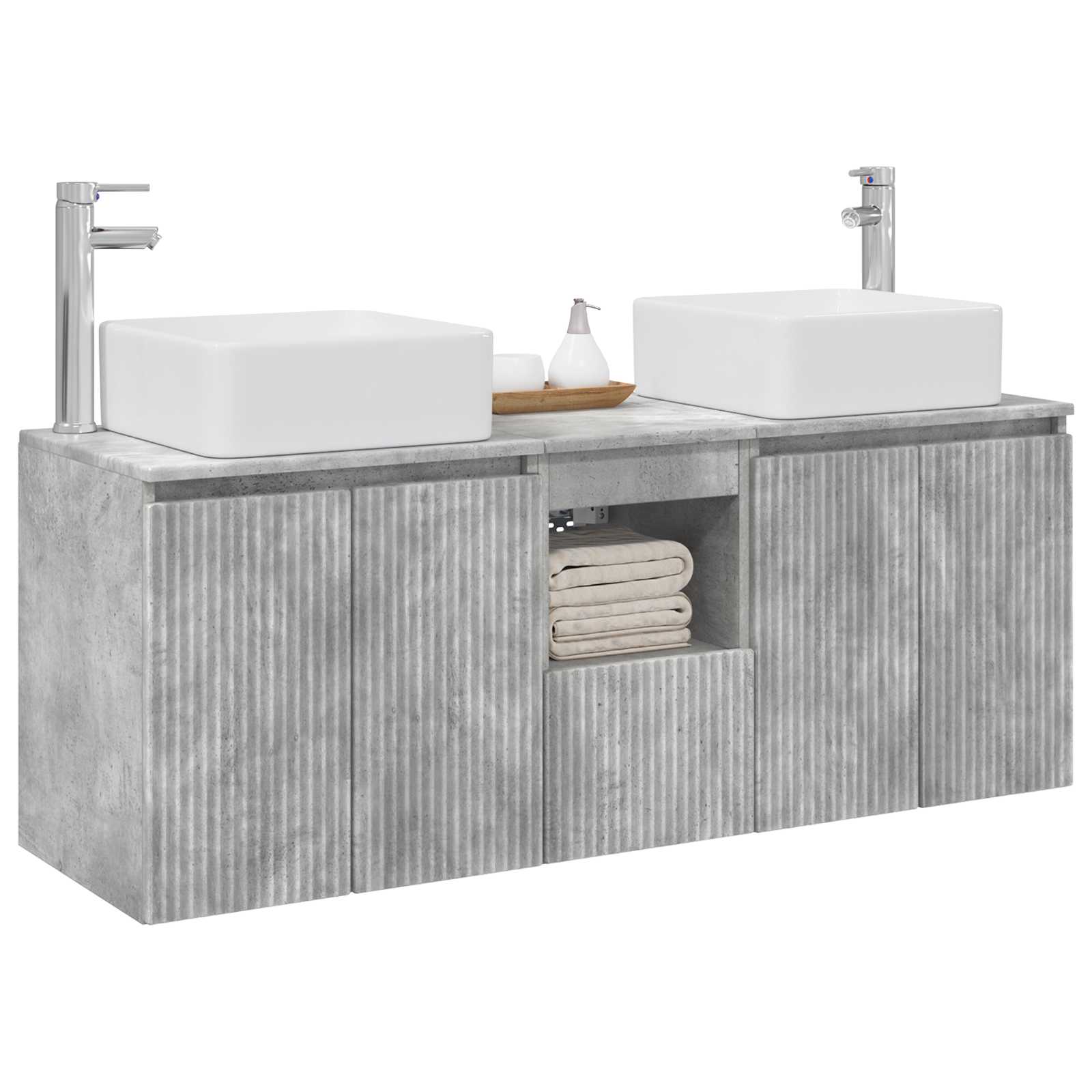 Badkamerkastenset 3 st Betongrijs 49,5 x 41 x 63 cm