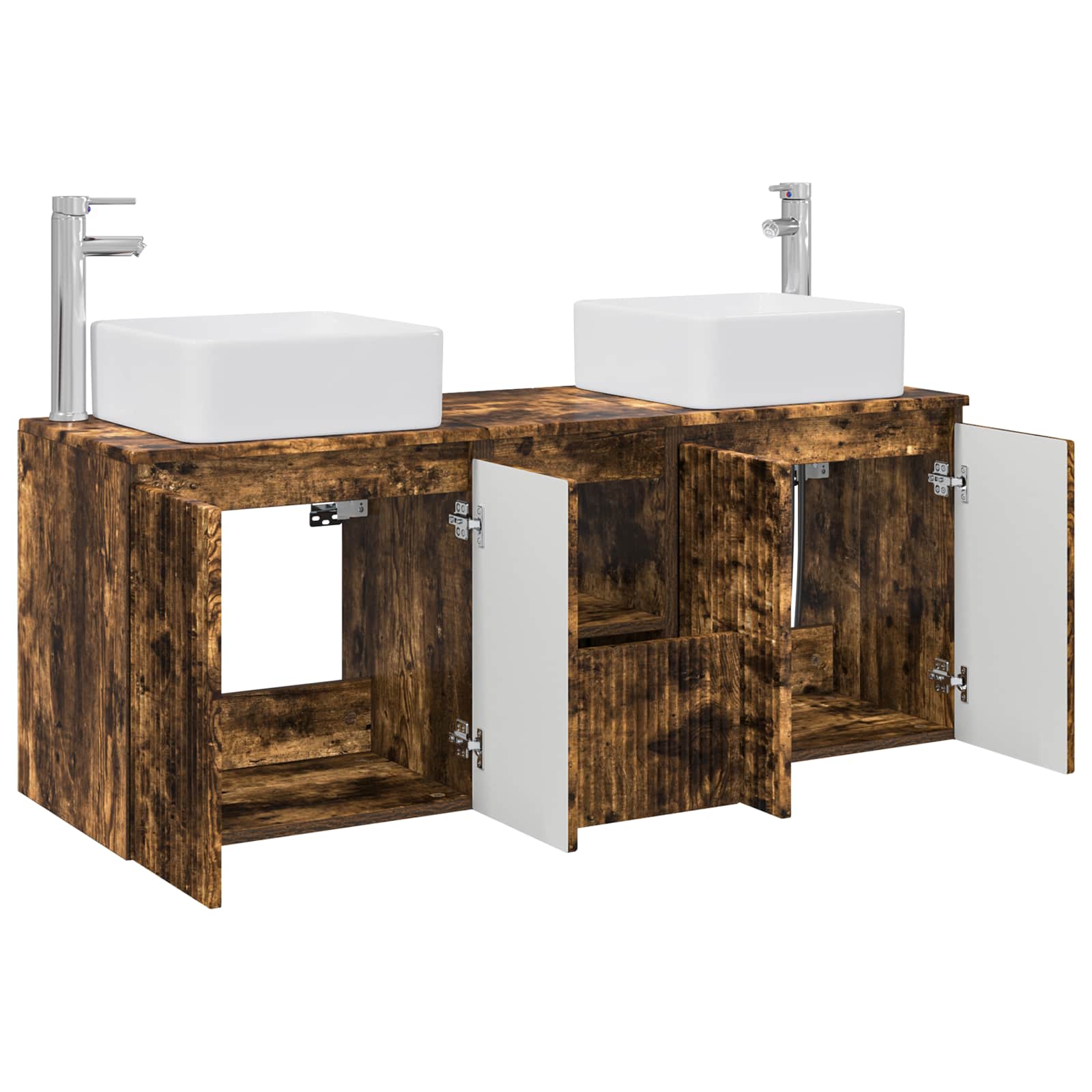 Badkamerkastenset 3 st Gerookt eiken 49,5 x 41 x 63 cm