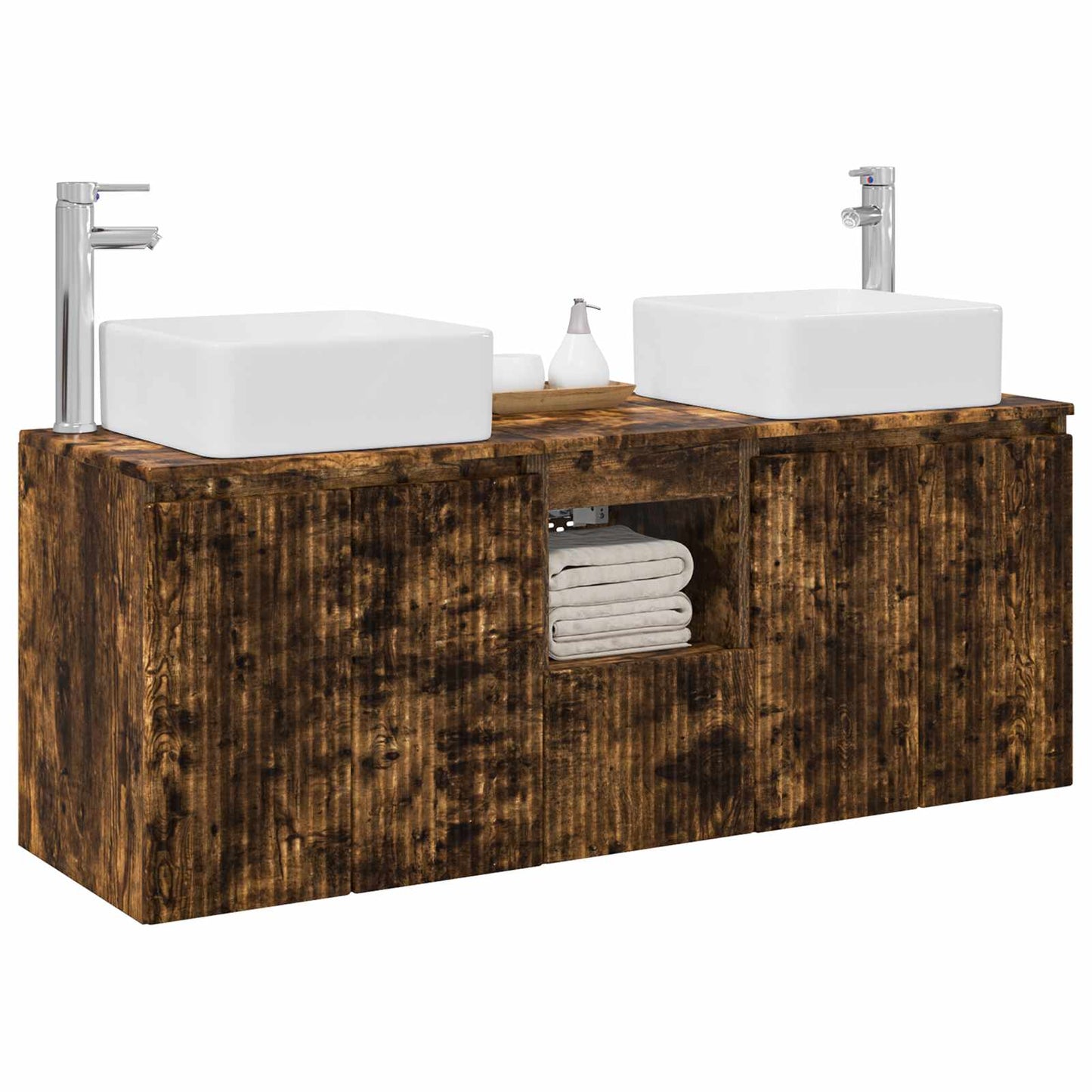 Badkamerkastenset 3 st Gerookt eiken 49,5 x 41 x 63 cm