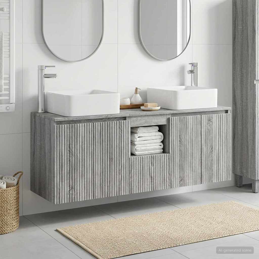 Badkamerkastenset 3 st Grijs Sonoma 49,5 x 41 x 63 cm
