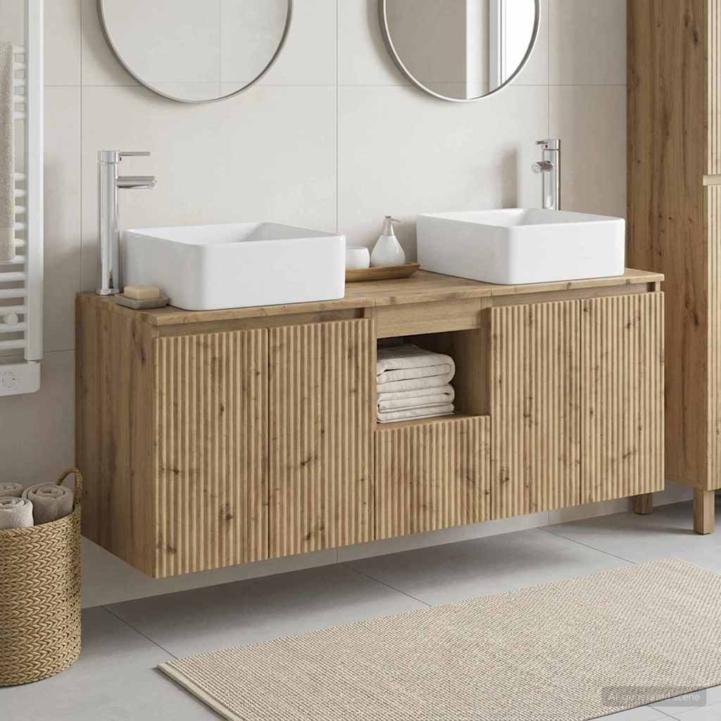 Badkamerkastenset 3 st Artisanaal eiken 49,5 x 41 x 63 cm