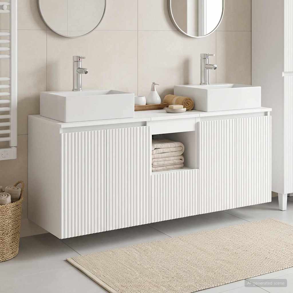 Badkamerkastenset 3 st Wit 49,5 x 41 x 62,5 cm Bewerkt hout