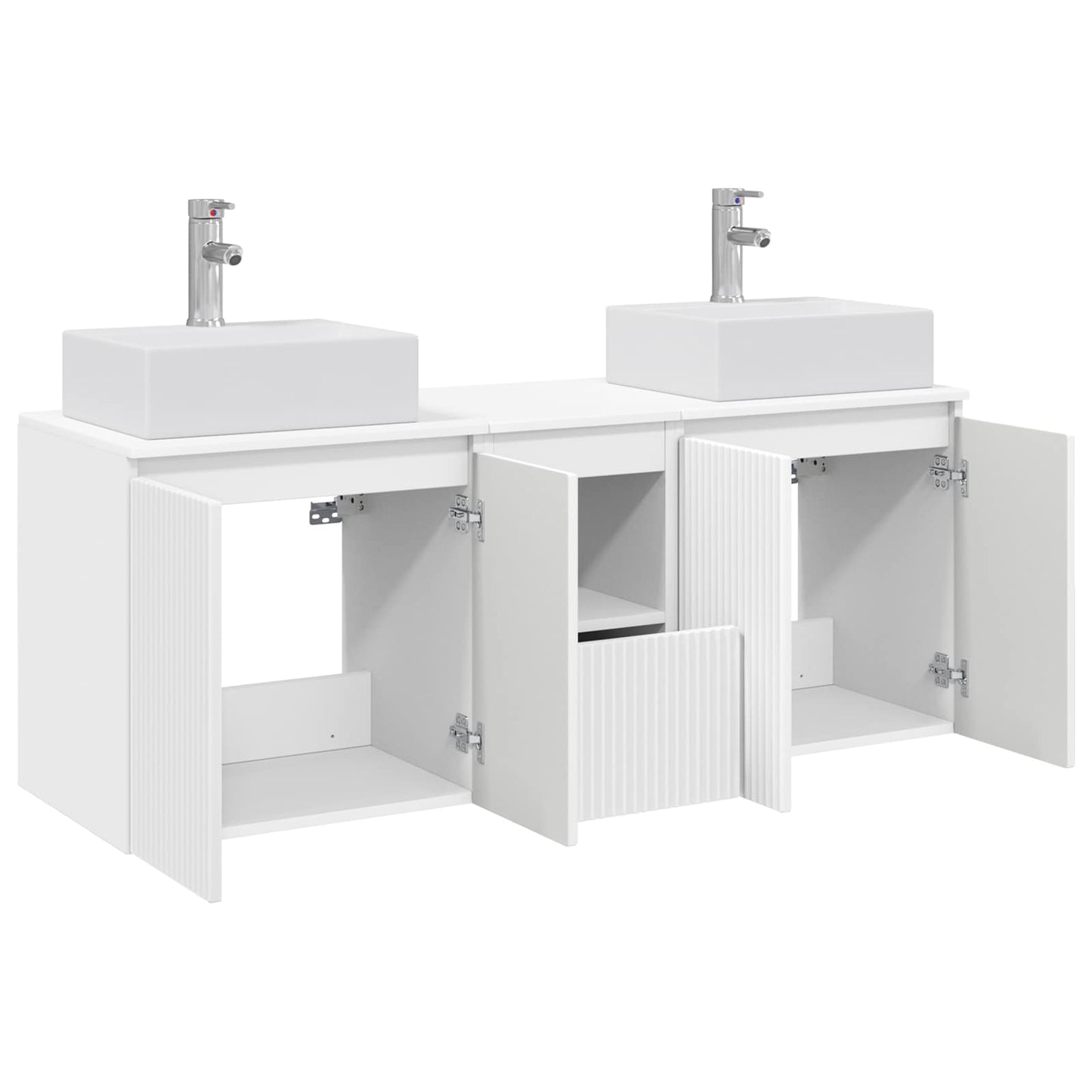 Badkamerkastenset 3 st Wit 49,5 x 41 x 62,5 cm Bewerkt hout