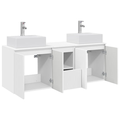Badkamerkastenset 3 st Wit 49,5 x 41 x 62,5 cm Bewerkt hout