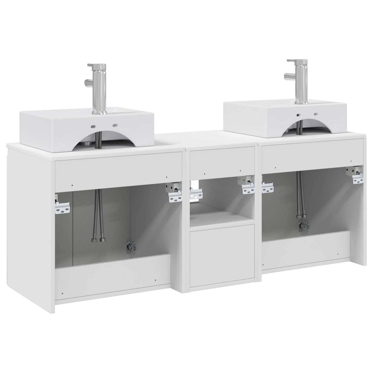 Badkamerkastenset 3 st Wit 49,5 x 41 x 62,5 cm Bewerkt hout