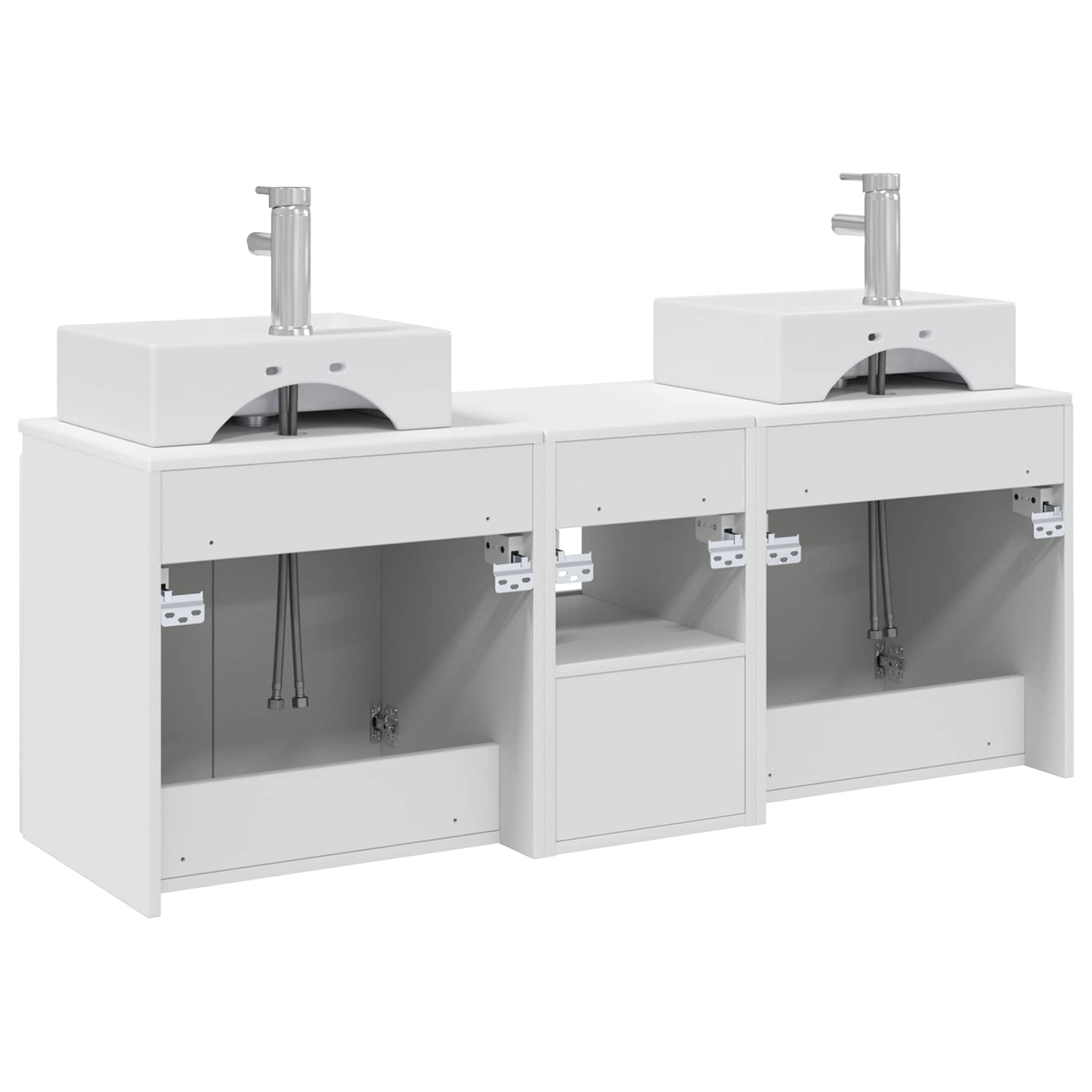 Badkamerkastenset 3 st Wit 49,5 x 41 x 62,5 cm Bewerkt hout