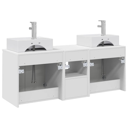 Badkamerkastenset 3 st Wit 49,5 x 41 x 62,5 cm Bewerkt hout