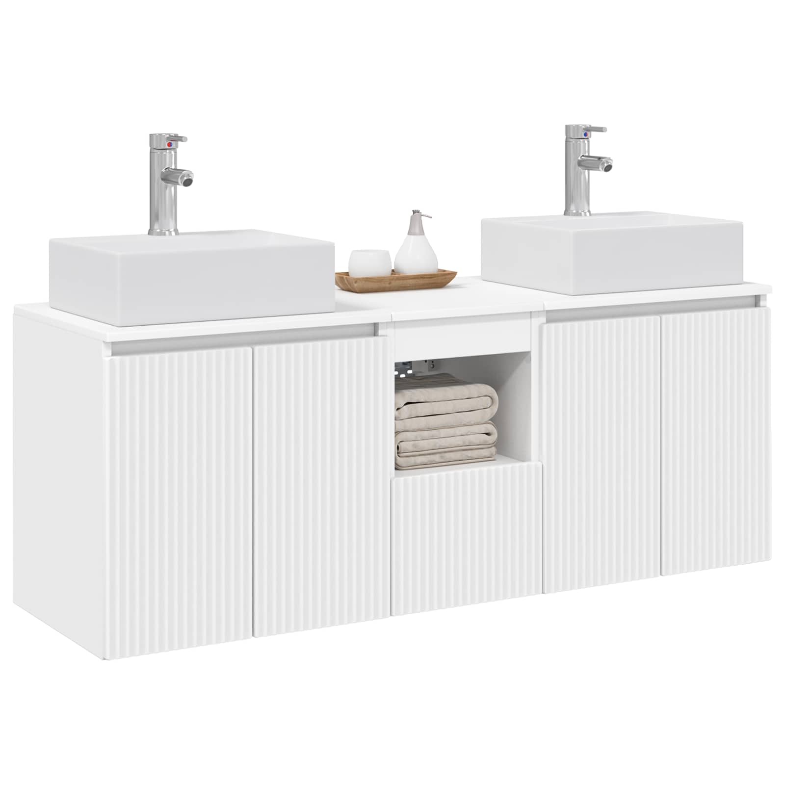 Badkamerkastenset 3 st Wit 49,5 x 41 x 62,5 cm Bewerkt hout