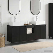 Badkamerkastenset zwart 49,5x41x62,5 cm bewerkt hout wandmontage