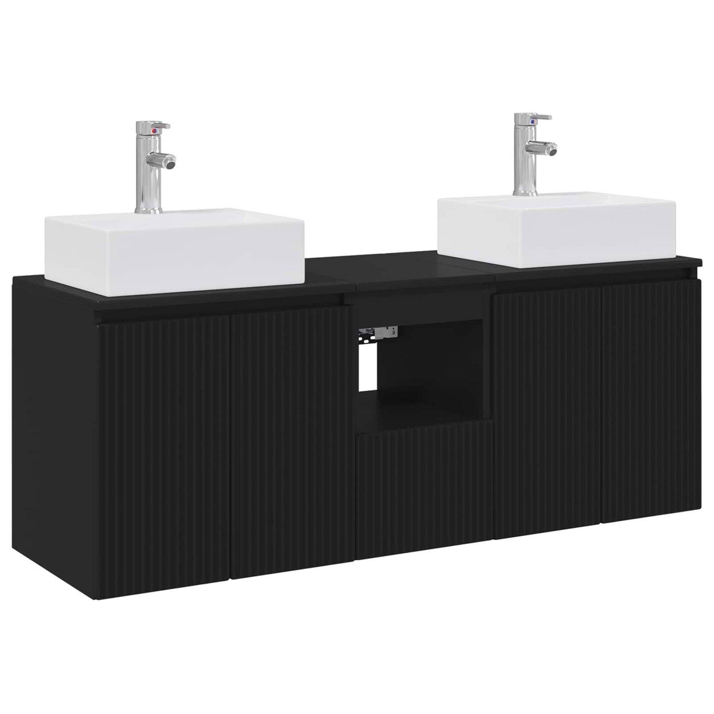Badkamerkastenset 3 st Zwart 49,5 x 41 x 62,5 cm Bewerkt hout