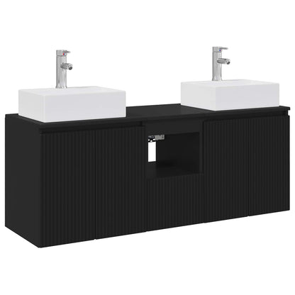 Badkamerkastenset 3 st Zwart 49,5 x 41 x 62,5 cm Bewerkt hout