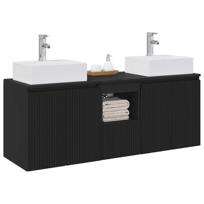 Badkamerkastenset 3 st Zwart 49,5 x 41 x 62,5 cm Bewerkt hout