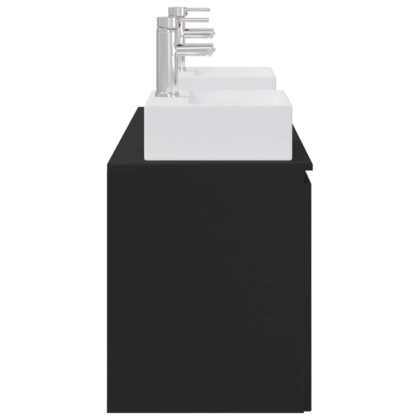 Badkamerkastenset 3 st Zwart 49,5 x 41 x 62,5 cm Bewerkt hout