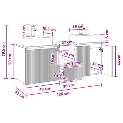 Badkamerkastenset 3 st Zwart 49,5 x 41 x 62,5 cm Bewerkt hout