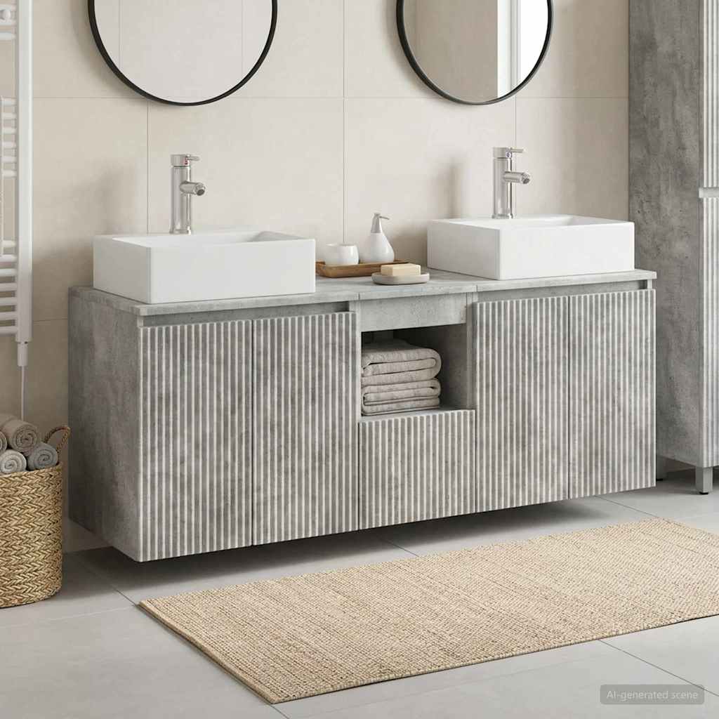 Badkamerkastenset 3 st Betongrijs 49,5 x 41 x 62,5 cm