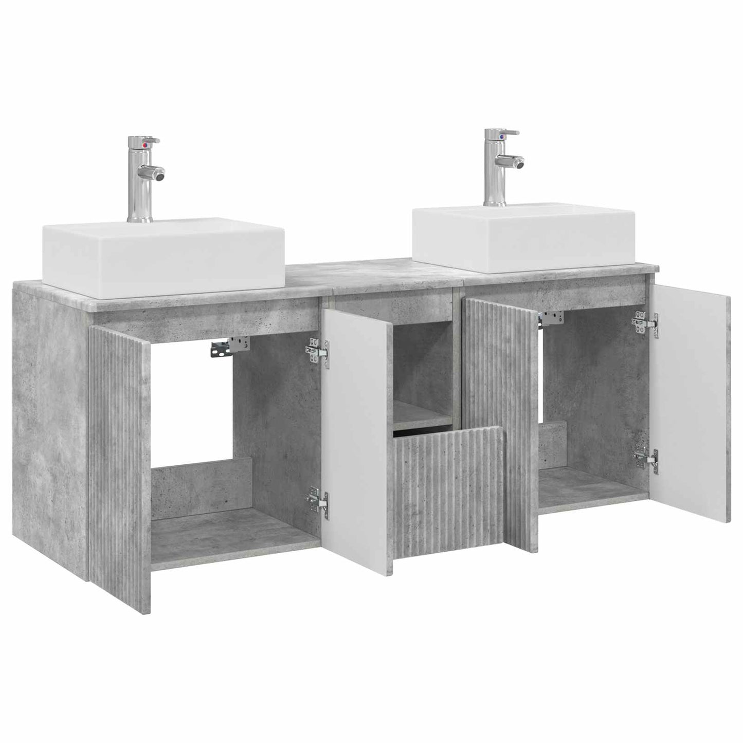 Badkamerkastenset 3 st Betongrijs 49,5 x 41 x 62,5 cm
