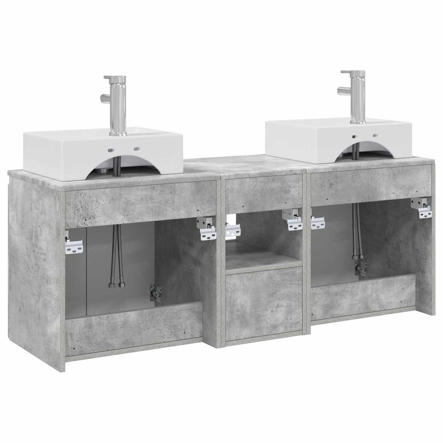 Badkamerkastenset 3 st Betongrijs 49,5 x 41 x 62,5 cm