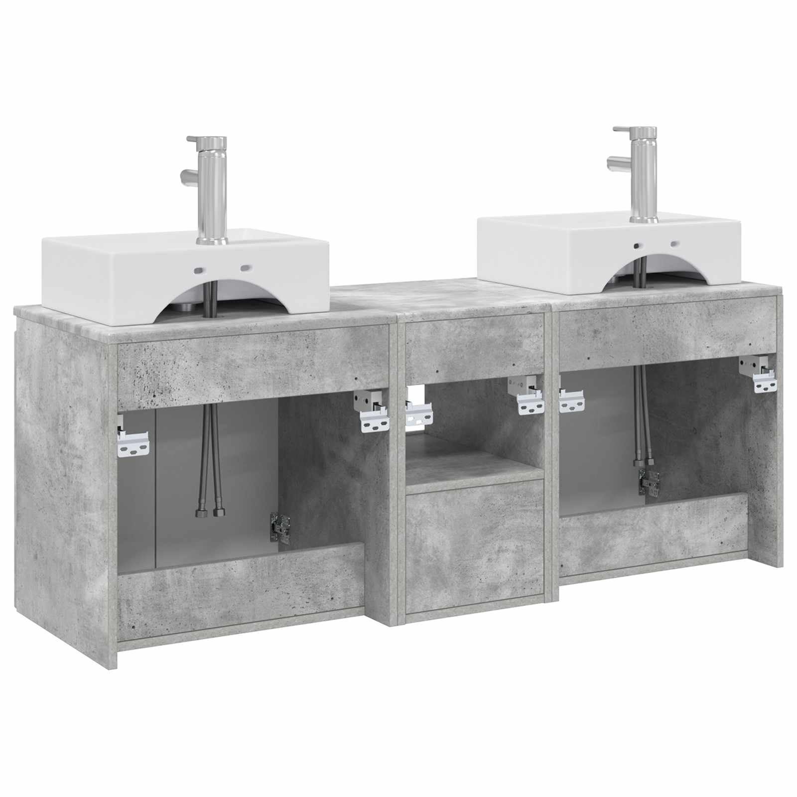 Badkamerkastenset 3 st Betongrijs 49,5 x 41 x 62,5 cm