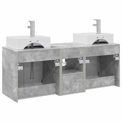 Badkamerkastenset 3 st Betongrijs 49,5 x 41 x 62,5 cm