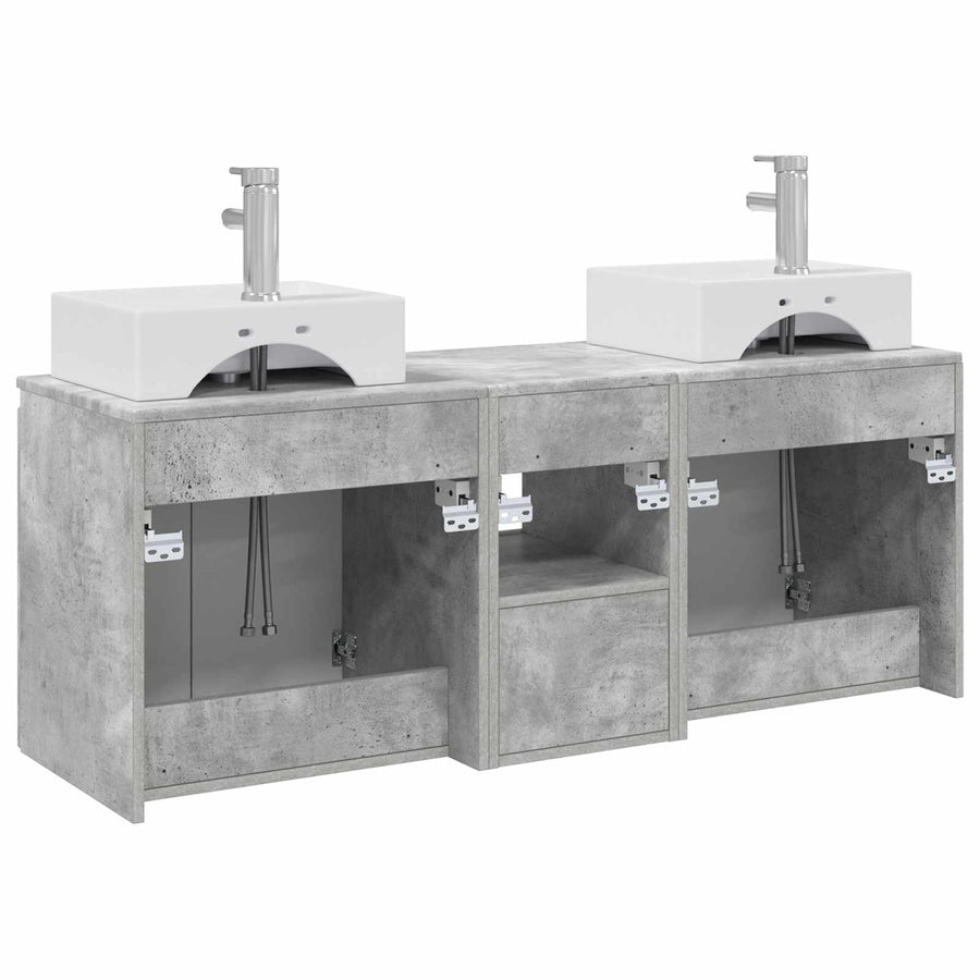 Badkamerkastenset 3 st Betongrijs 49,5 x 41 x 62,5 cm