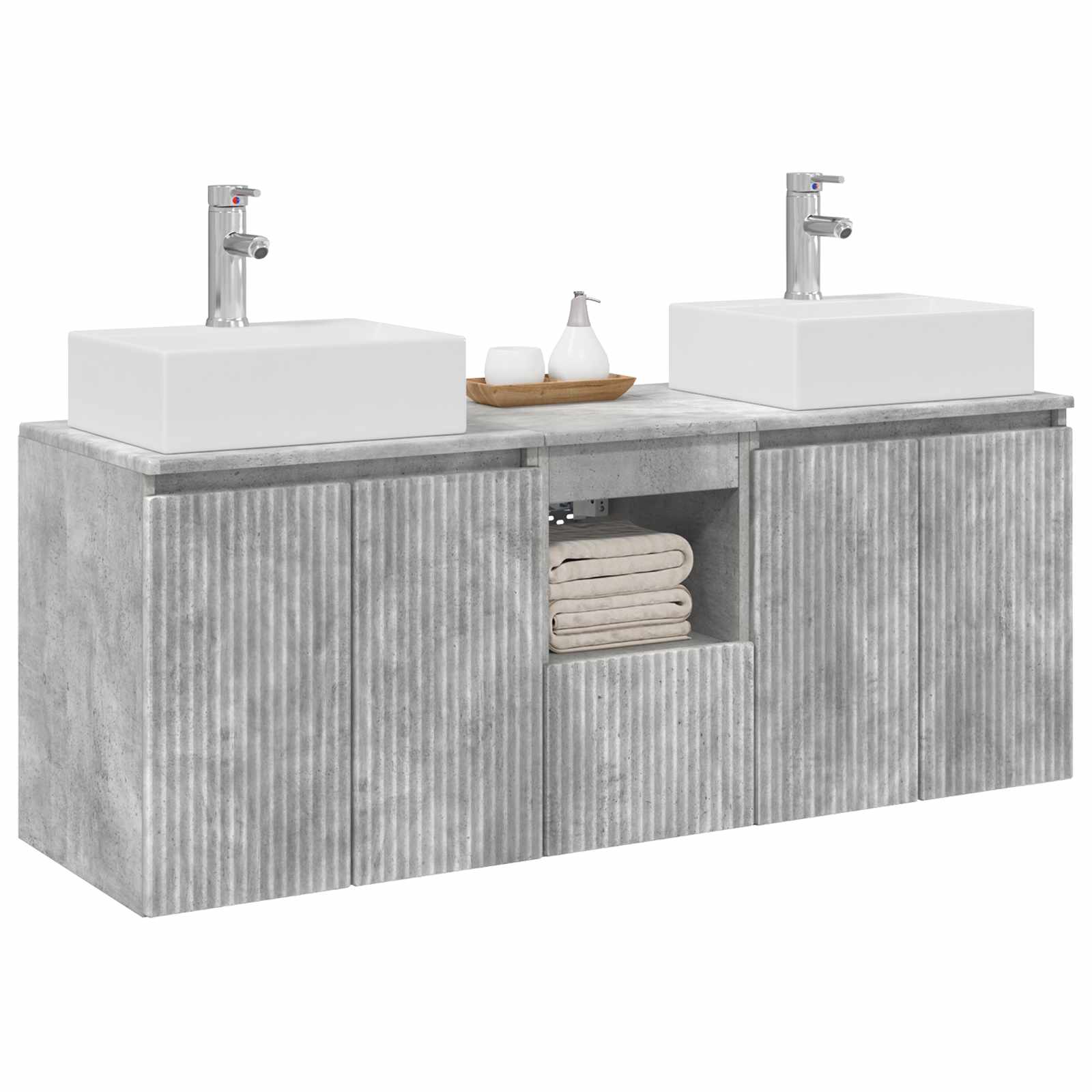 Badkamerkastenset 3 st Betongrijs 49,5 x 41 x 62,5 cm