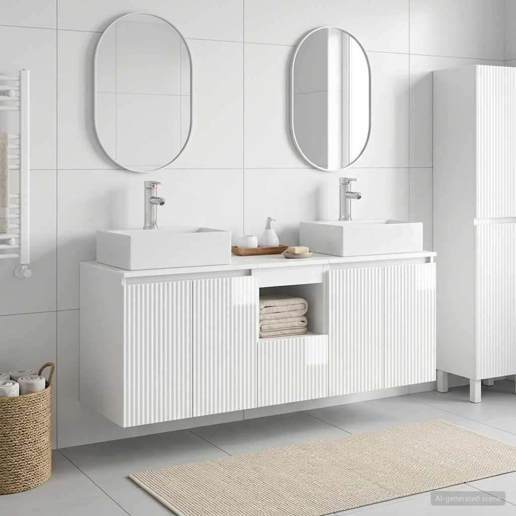 Badkamerkastenset 3 st Hoogglans Wit 49,5 x 41 x 62,5 cm