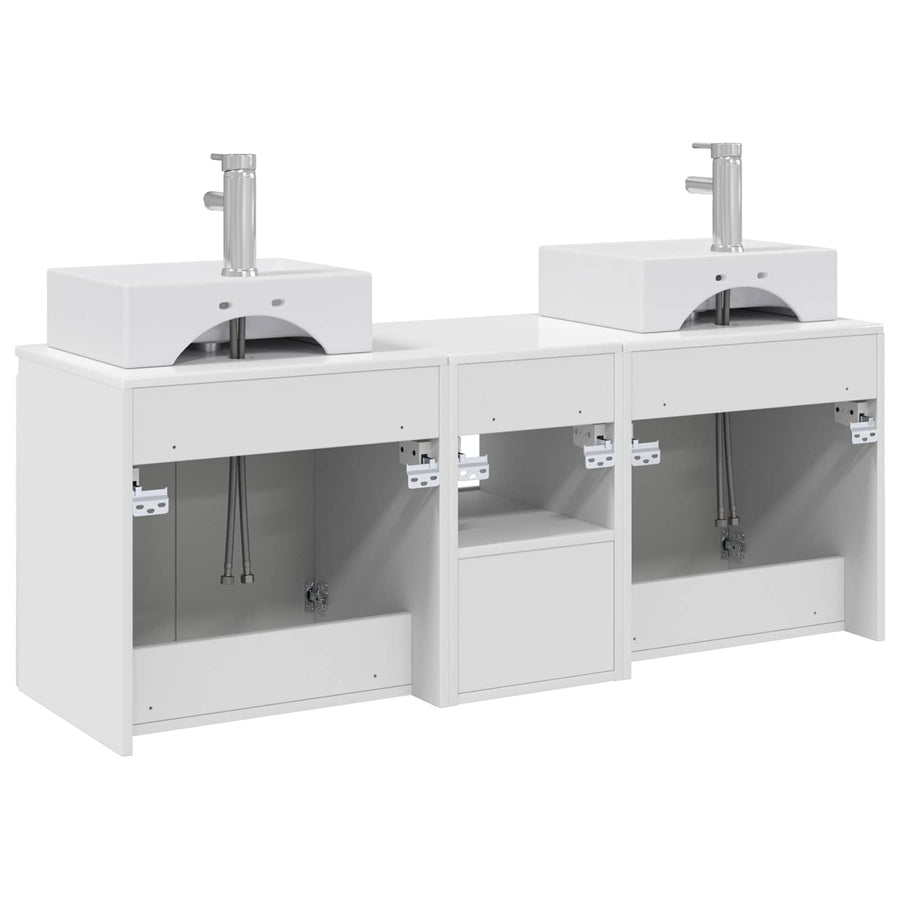 Badkamerkastenset 3 st Hoogglans Wit 49,5 x 41 x 62,5 cm