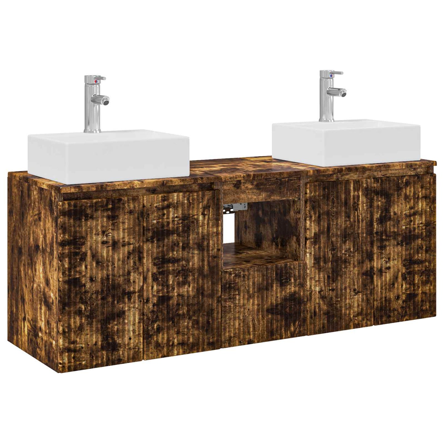 Badkamerkastenset 3 st Gerookt eiken 49,5 x 41 x 62,5 cm