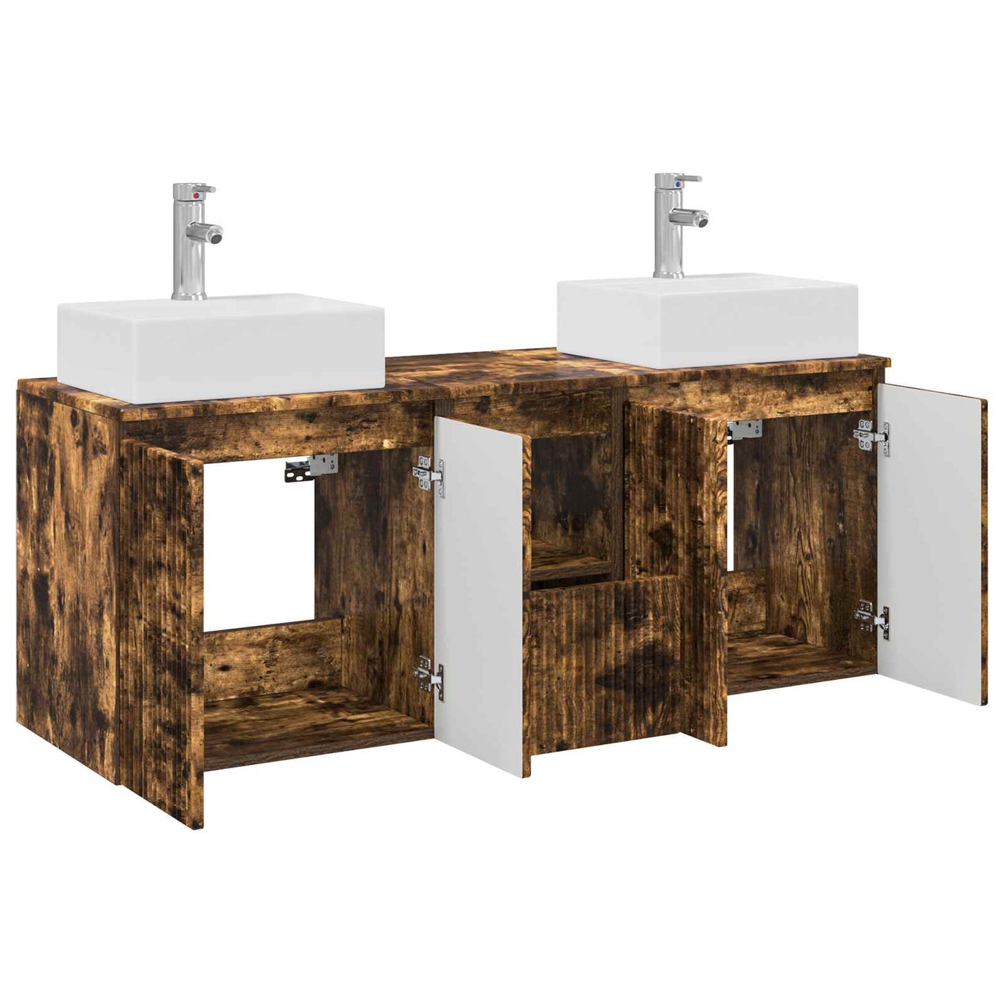 Badkamerkastenset 3 st Gerookt eiken 49,5 x 41 x 62,5 cm