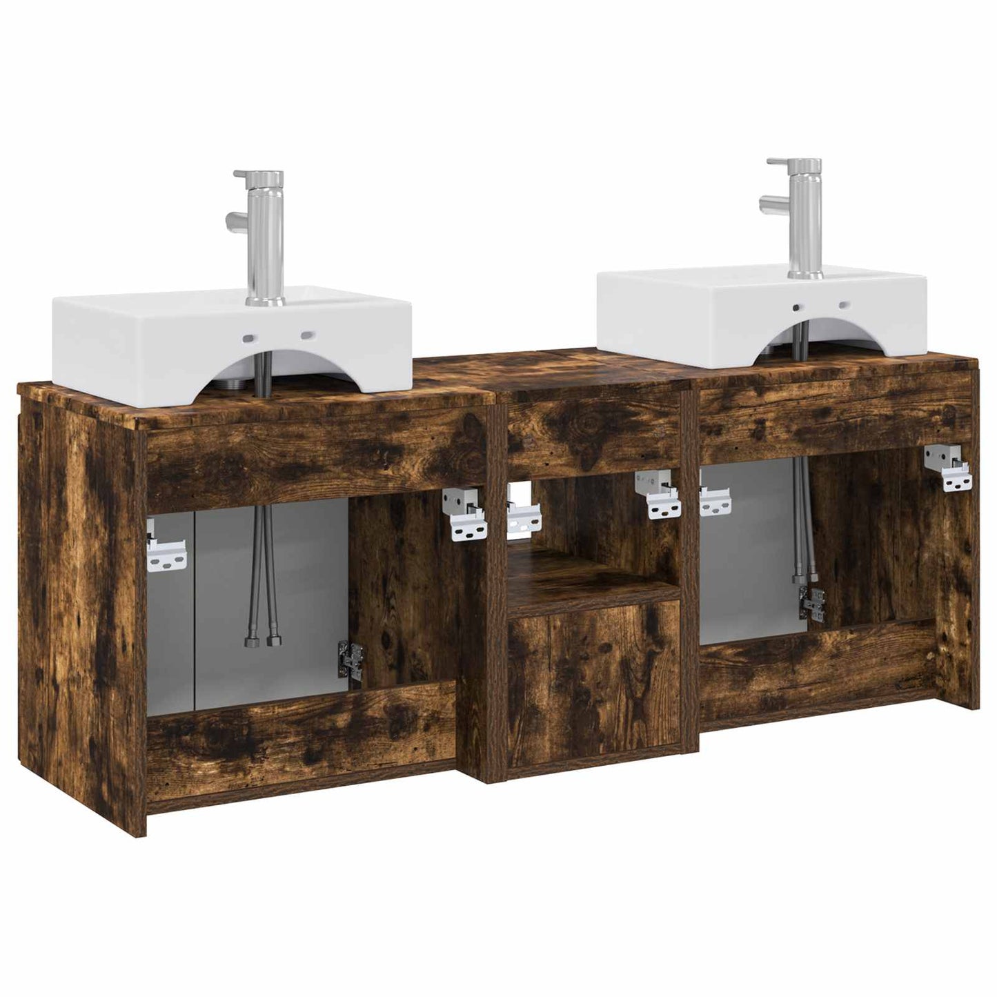 Badkamerkastenset 3 st Gerookt eiken 49,5 x 41 x 62,5 cm