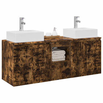 Badkamerkastenset 3 st Gerookt eiken 49,5 x 41 x 62,5 cm