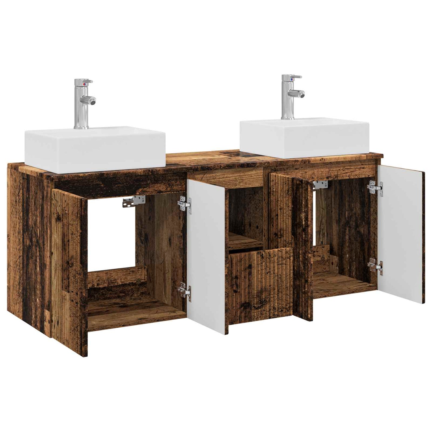 Badkamerkastenset 3 st Oud hout 49,5 x 41 x 62,5 cm