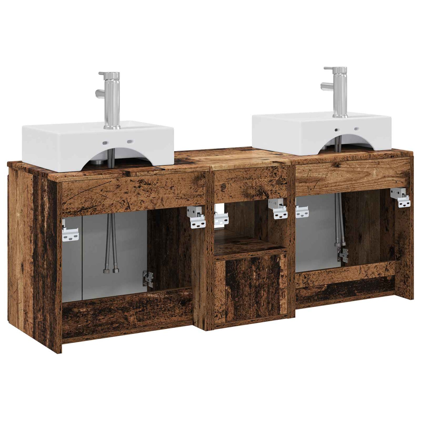 Badkamerkastenset 3 st Oud hout 49,5 x 41 x 62,5 cm