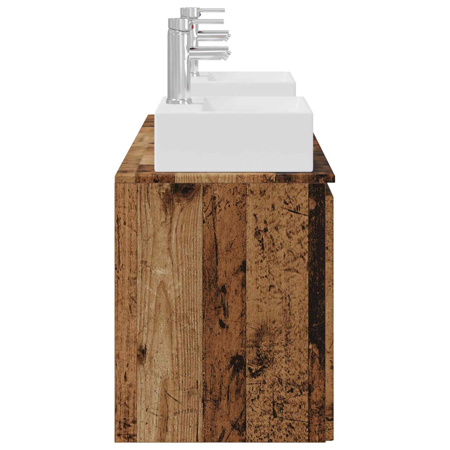 Badkamerkastenset 3 st Oud hout 49,5 x 41 x 62,5 cm
