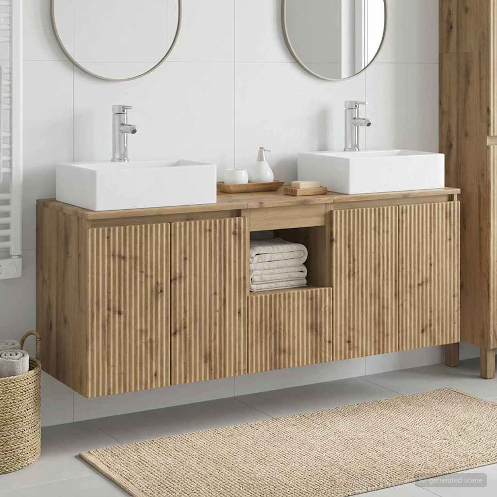 Badkamerkastenset 3 st Artisanaal eiken 49,5 x 41 x 62,5 cm