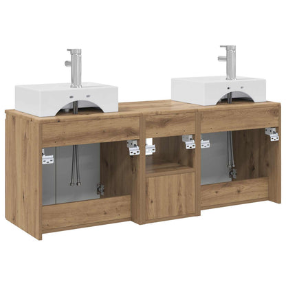 Badkamerkastenset 3 st Artisanaal eiken 49,5 x 41 x 62,5 cm