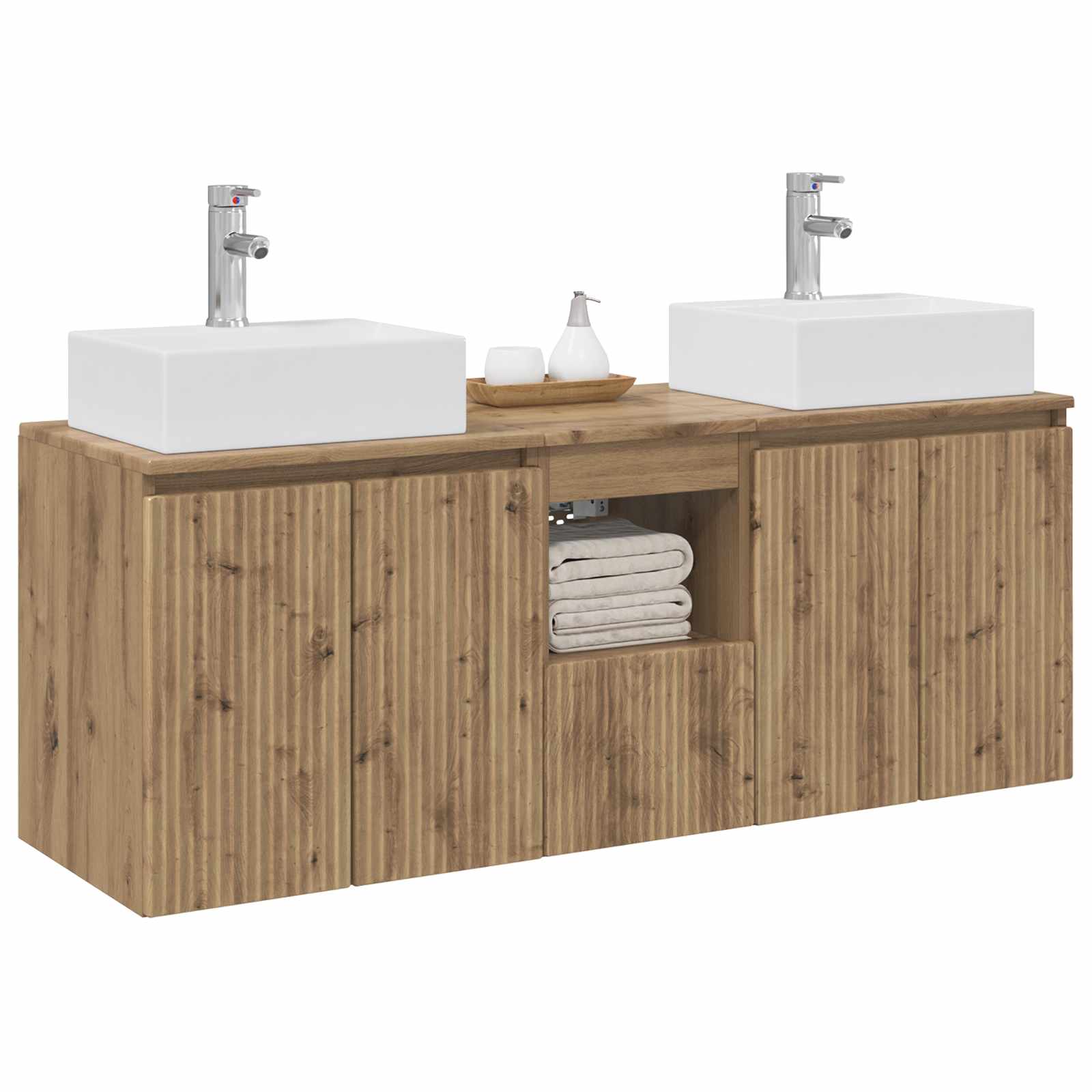 Badkamerkastenset 3 st Artisanaal eiken 49,5 x 41 x 62,5 cm
