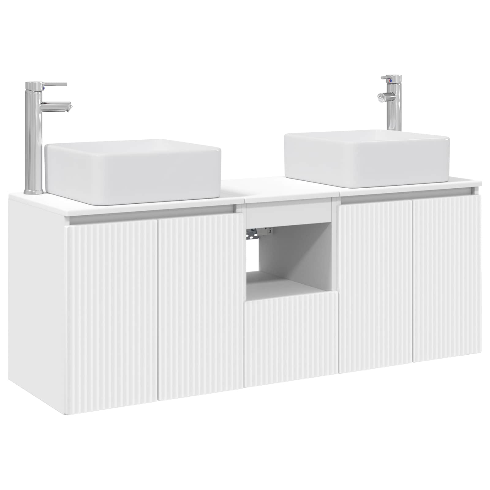 Badkamerkastenset 3 st Wit 53 x 35 x 63 cm Bewerkt hout