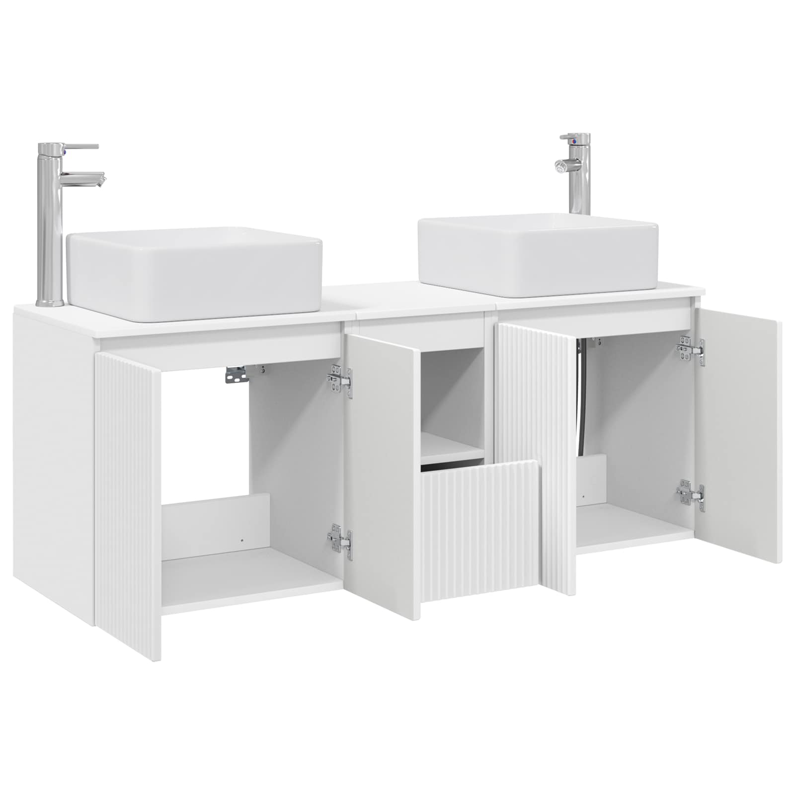 Badkamerkastenset 3 st Wit 53 x 35 x 63 cm Bewerkt hout