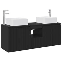 Badkamerkastenset 3 st Zwart 53 x 35 x 63 cm Bewerkt hout