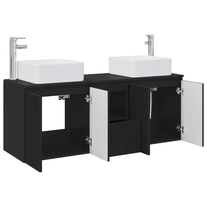 Badkamerkastenset 3 st Zwart 53 x 35 x 63 cm Bewerkt hout