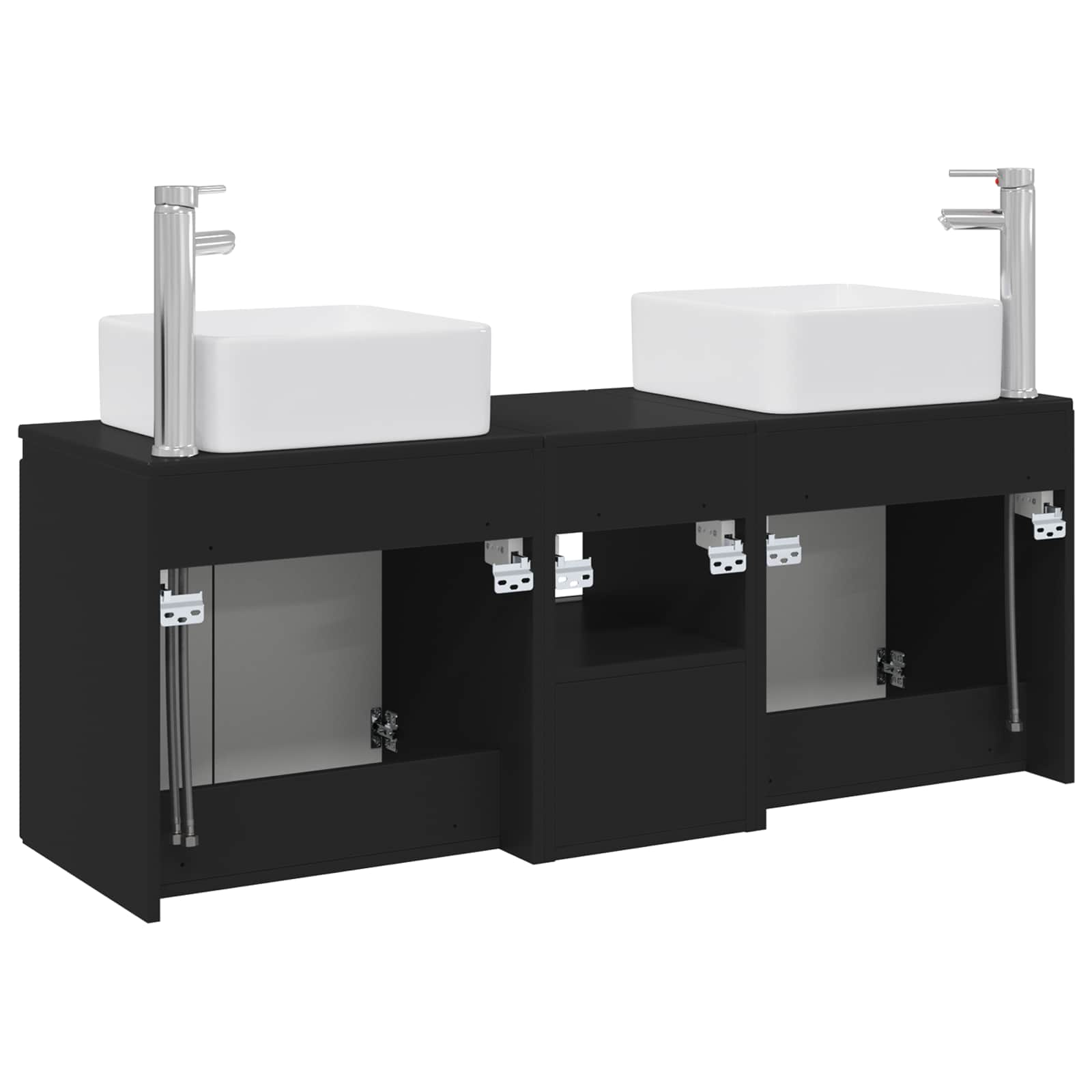 Badkamerkastenset 3 st Zwart 53 x 35 x 63 cm Bewerkt hout