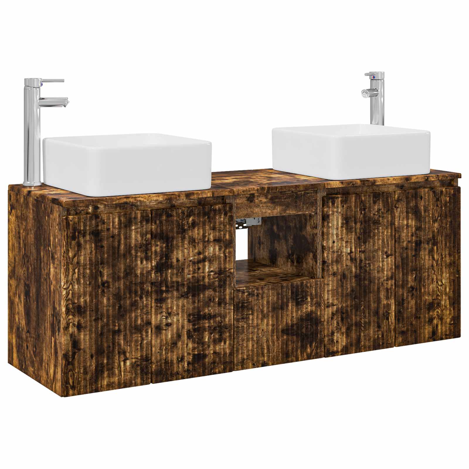 Badkamerkastenset 3 st Gerookt eiken 53 x 35 x 63 cm