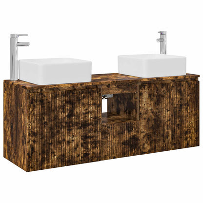 Badkamerkastenset 3 st Gerookt eiken 53 x 35 x 63 cm