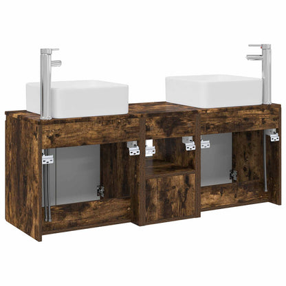 Badkamerkastenset 3 st Gerookt eiken 53 x 35 x 63 cm